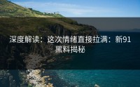 深度解读：这次情绪直接拉满：新91黑料揭秘