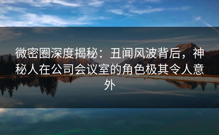 微密圈深度揭秘：丑闻风波背后，神秘人在公司会议室的角色极其令人意外