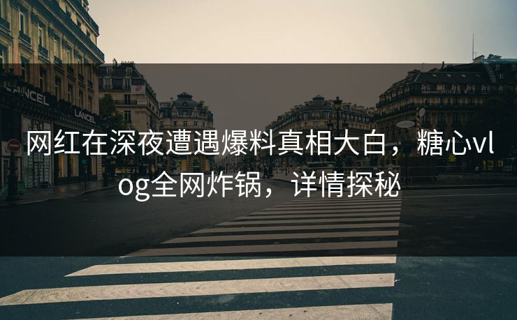 网红在深夜遭遇爆料真相大白,糖心vlog全网炸锅,详情探秘 网红在深夜遭遇爆料真相大白,糖心vlog全网炸锅,详情探秘