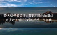 没人讲但很关键：蘑菇影像的拍摄灯光决定了断联之后的质感｜别学我