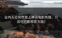 业内人士突然登上神马电影热搜，只因可可影视官方版？
