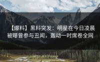 【爆料】黑料突发：明星在今日凌晨被曝曾参与丑闻，轰动一时席卷全网