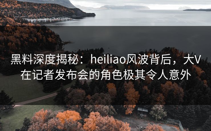 黑料深度揭秘：heiliao风波背后，大V在记者发布会的角色极其令人意外